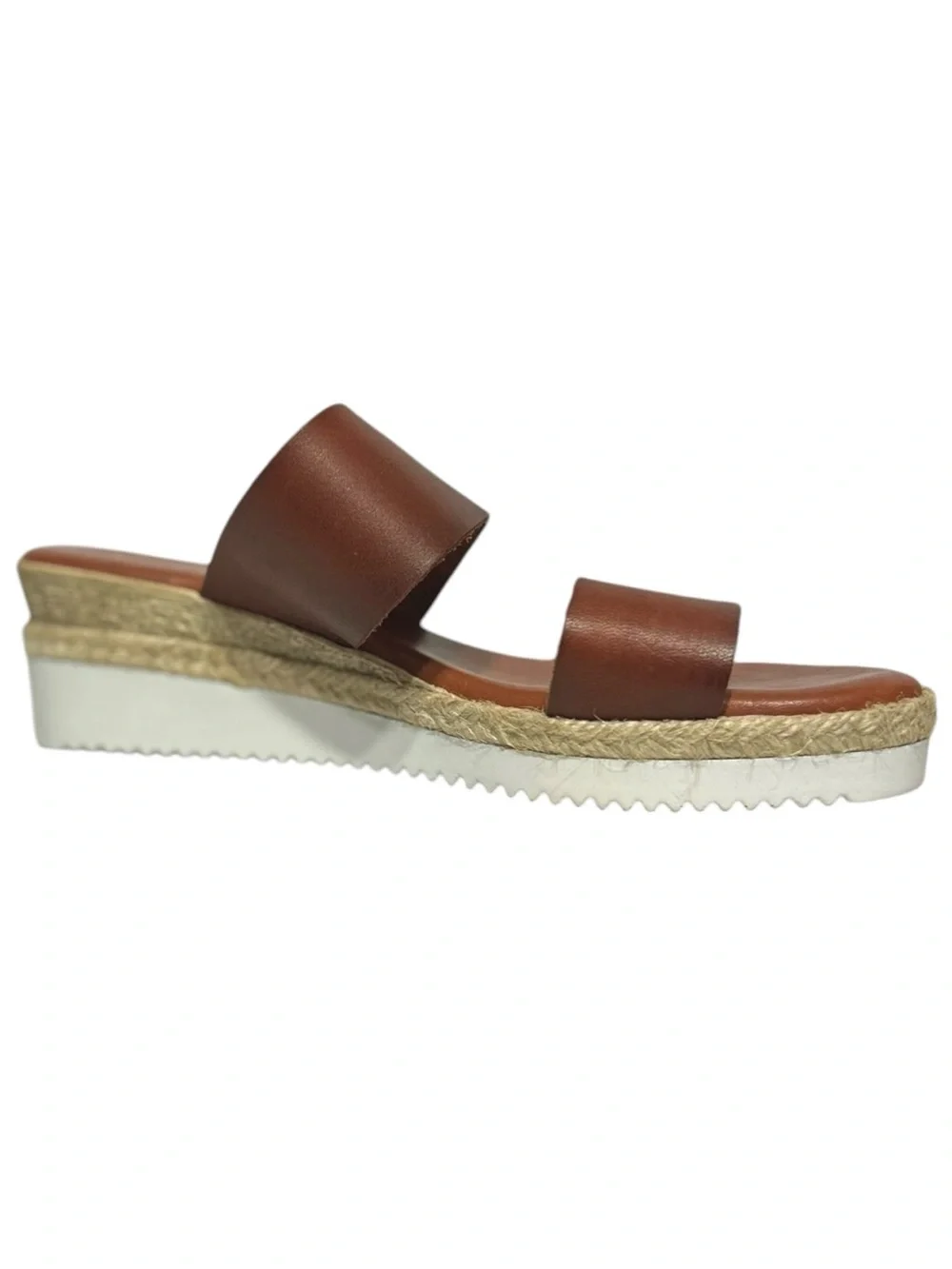 Bertuchi Double Band Strap Slide Sandals Women’s Sz 9 Brown Leather Espadrille